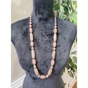 Vintage Women's Pink Bead Stylish Long Necklace